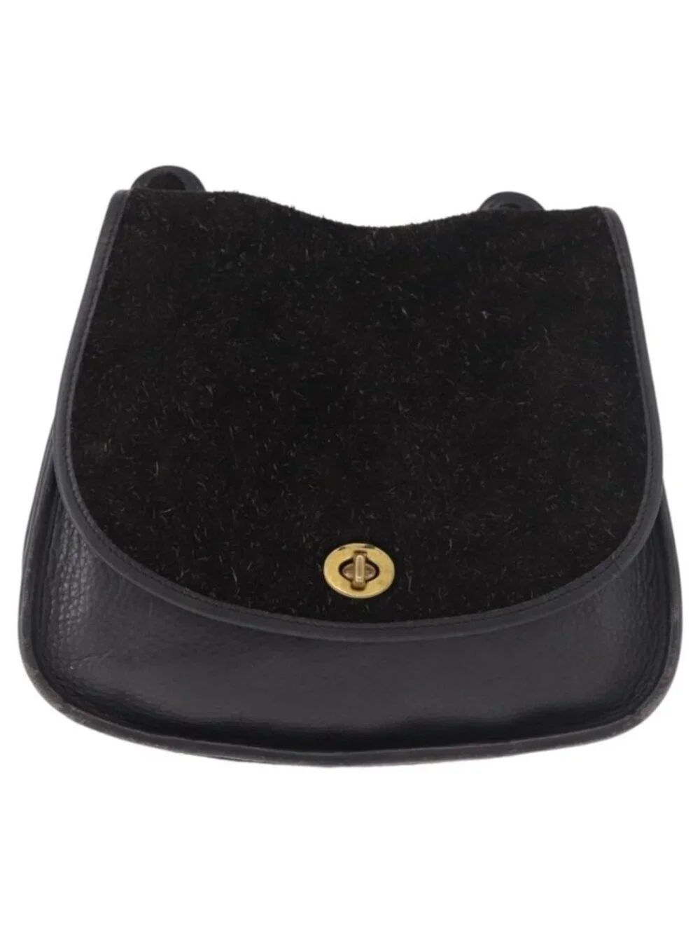 Authentic Coach Shoulder Bag Suede Black Gold